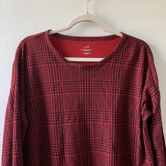 J. Jill Sz Large Multicolor Houndstooth Simply Supima Cotton Crew Neck Tunic Top - Picture 2 of 5
